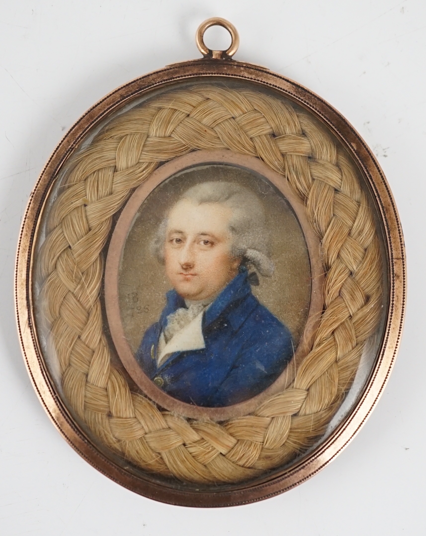 John Bogle (British, 1746-1803), Portrait miniature of a gentleman, oil on ivory, 3.7 x 3cm. CITES Submission reference VV1XG7MC
